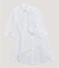 Matalan  Girls 2 Pack White Long Sleeve School Blouses 