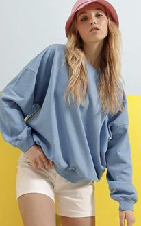 trendyol Kadn Gk Mavi Bisiklet Yaka Oversize Basic Sweatshirt ALC-669-001