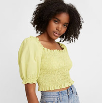 LS REY SMOCKED SHORT SLEEVE BLOUSE Nile - Green