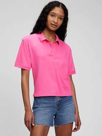 Gap Cropped Pique Polo phoebe pink