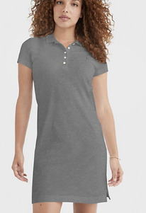 TH SOLID POLO DRESS Cool Grey Heather