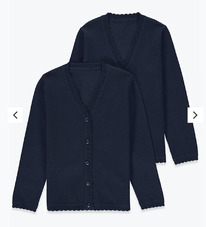 Matalan Girls 2 Pack Navy School Cardigans (3-13yrs)