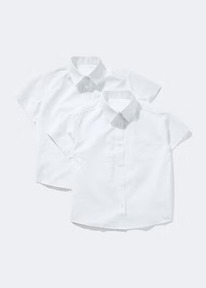 Matalan Girls 2 Pack White Generous Fit School Blouses 