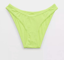 American eagle Aerie Modal Ribbed High Cut Bikini Sharp Green