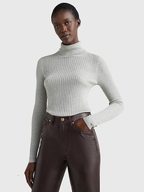 TH 10% ���� SLIM FIT TURTLENECK SWEATER Light Grey Heather