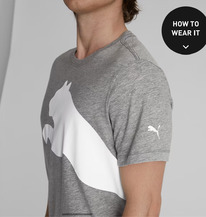 PUMA Oversized Logo Mens Tee Medium Gray Heather