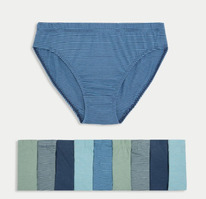 marksandspencer 10pk Pure Cotton Striped Briefs (2-14 Yrs) Blue Mix