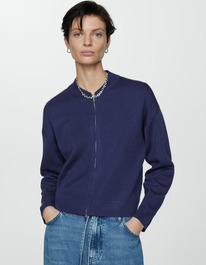 Mangooutlet Crdigan punto cremallera Azul marino oscuro