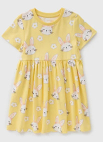 Matalan  Girls Yellow Bunny Dress (1-7yrs)