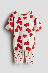 hm 2-teiliges Set mit Print Hellbeige/Herzen