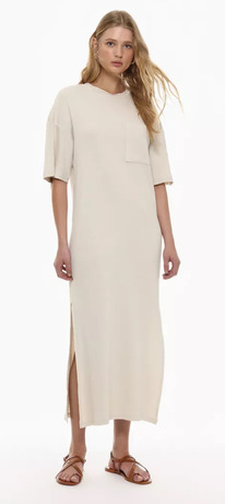 Lefties Faded-effect ribbed dress Tan