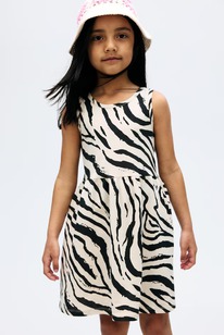 HM Patterned cotton dress White/Zebra print