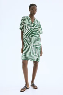 �� Viscose tunic dress Green/Cream patterned
