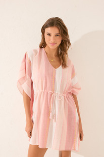 Womensecret Tnica corta algodn rayas rosa lurex