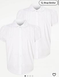 Asda White Girls Pintuck School Blouses 2 Pack 