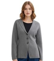 outlet46 Damen Strick-Blazer Feinstrick-Jacke glatter Strickcardigan 907995 Grau