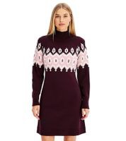 outlet46 Damen Fair-Isle-Strick-Minikleid mit Rollkragen Langarm-Kleid 976263 We