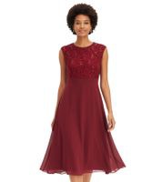 outlet46 Damen Chiffonkleid mit Spitze und bestickten Pailletten Mini-Kleid Somm