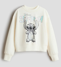 HM OVERSIZED PRINTED SWEATSHIRT Cream/Stitch