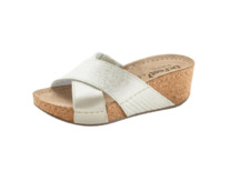 christmann Dr. Feet Rindleder-Pantolette m.Reptil-Prgung, ecru