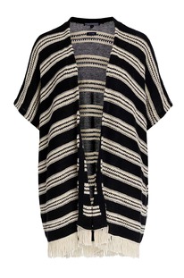 christmann  TOMMY HILFIGER Marken-Leinen-Ponchocardigan, schwarz-weiß